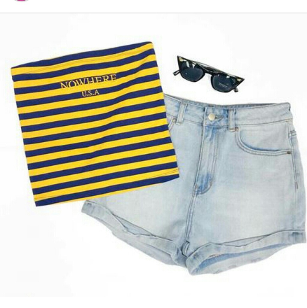 Yellow&Navy Tube Top